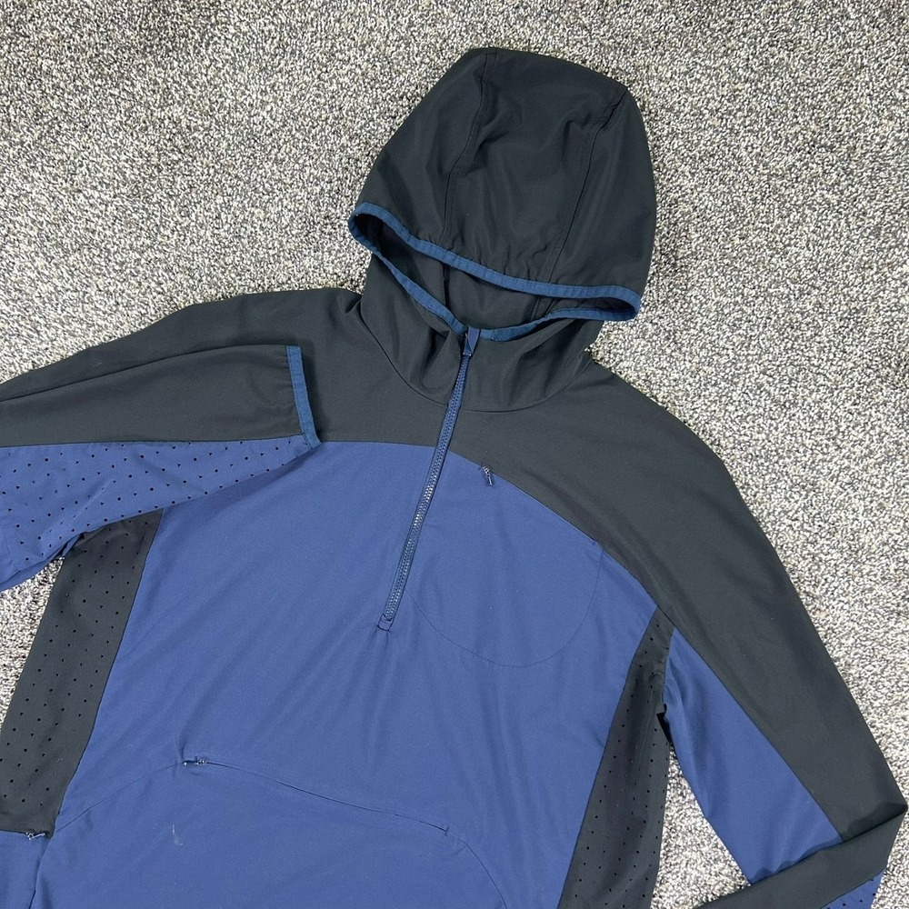 Outdoor Voices Half Zip Hooded Pullover Mens Small Blue Black Activewear Jacket